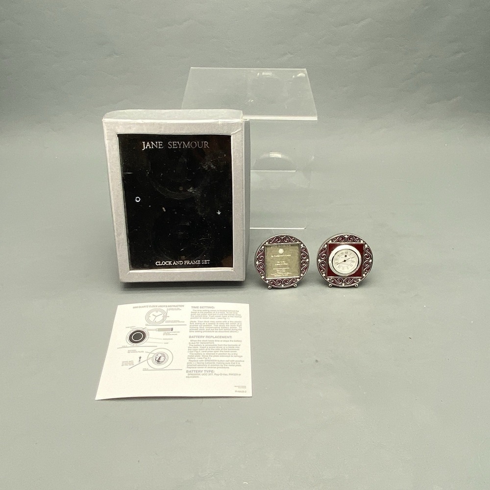 Jane Seymour Clock & Frame Set Red/Silver Miniature St. Catherine's Court